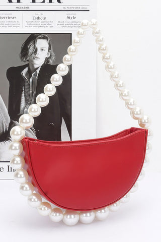 Faux Pearl Handle Half Moon Bag - Wear Arielle