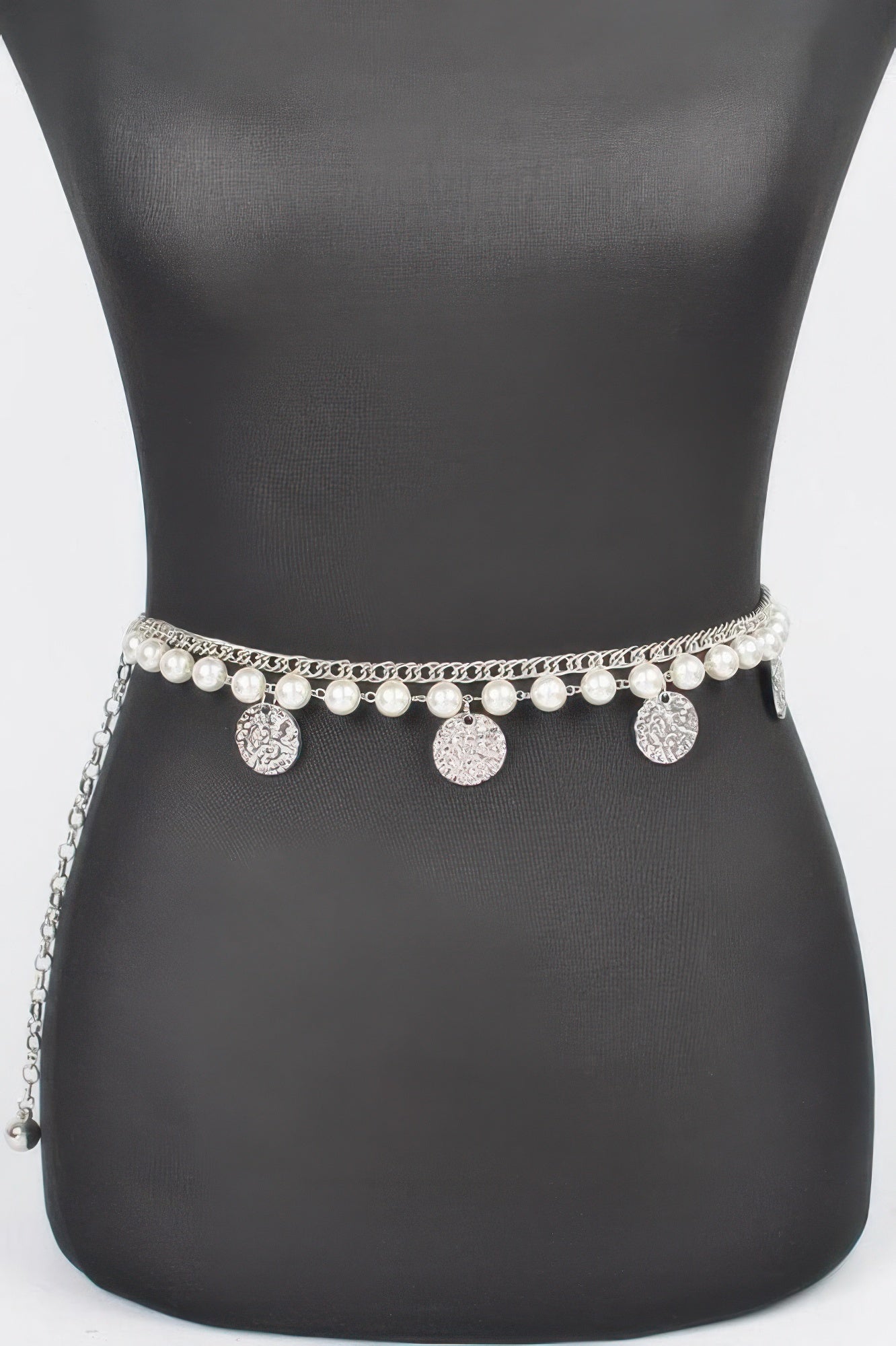 Faux Pearl Round Metal Chain Belt - Wear Arielle