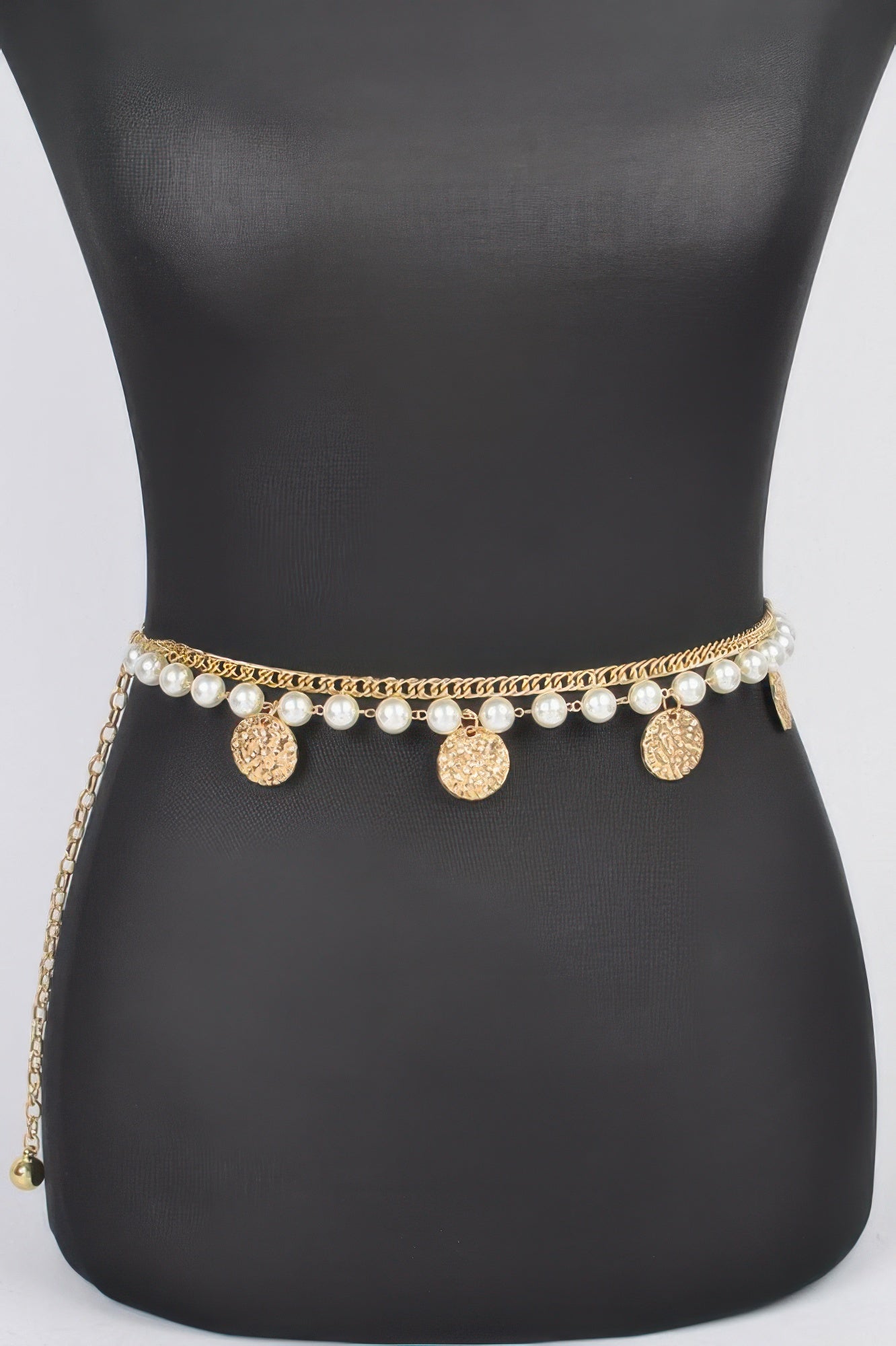 Faux Pearl Round Metal Chain Belt - Wear Arielle