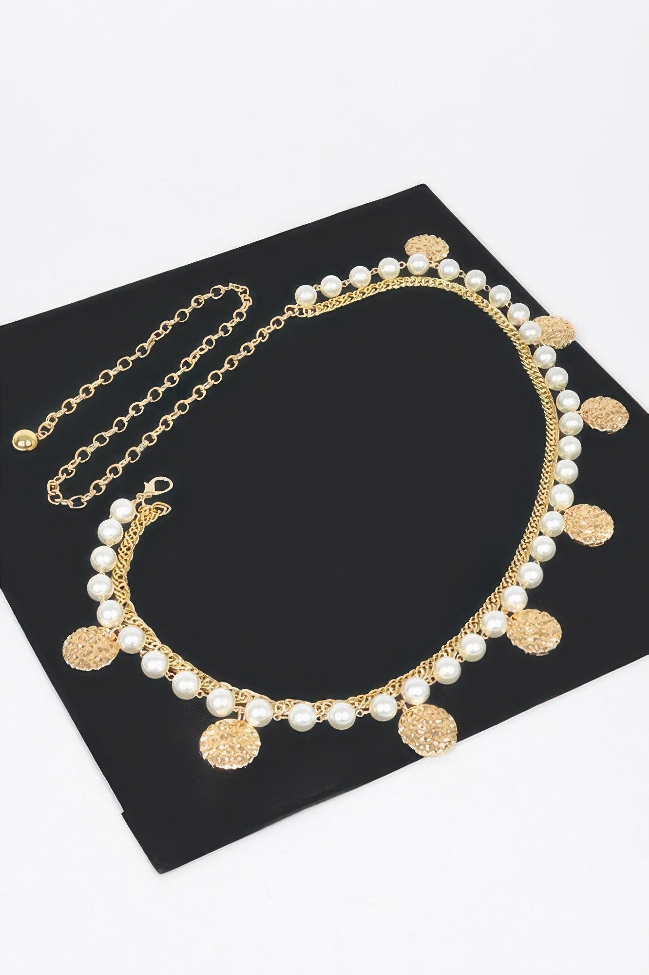 Faux Pearl Round Metal Chain Belt - Wear Arielle