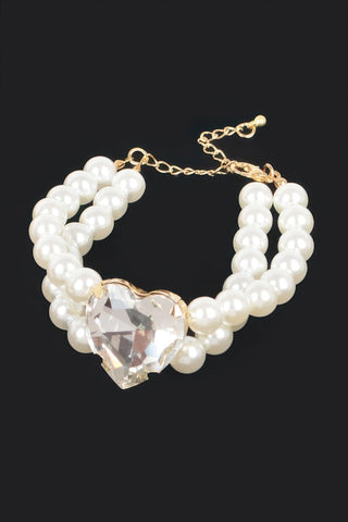 Faux Pearl Stone Elastic Bracelet - Wear Arielle
