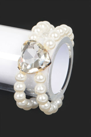 Faux Pearl Stone Elastic Bracelet - Wear Arielle