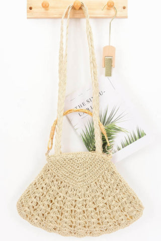 Faux Straw Bamboo Handle Bag - Wear Arielle