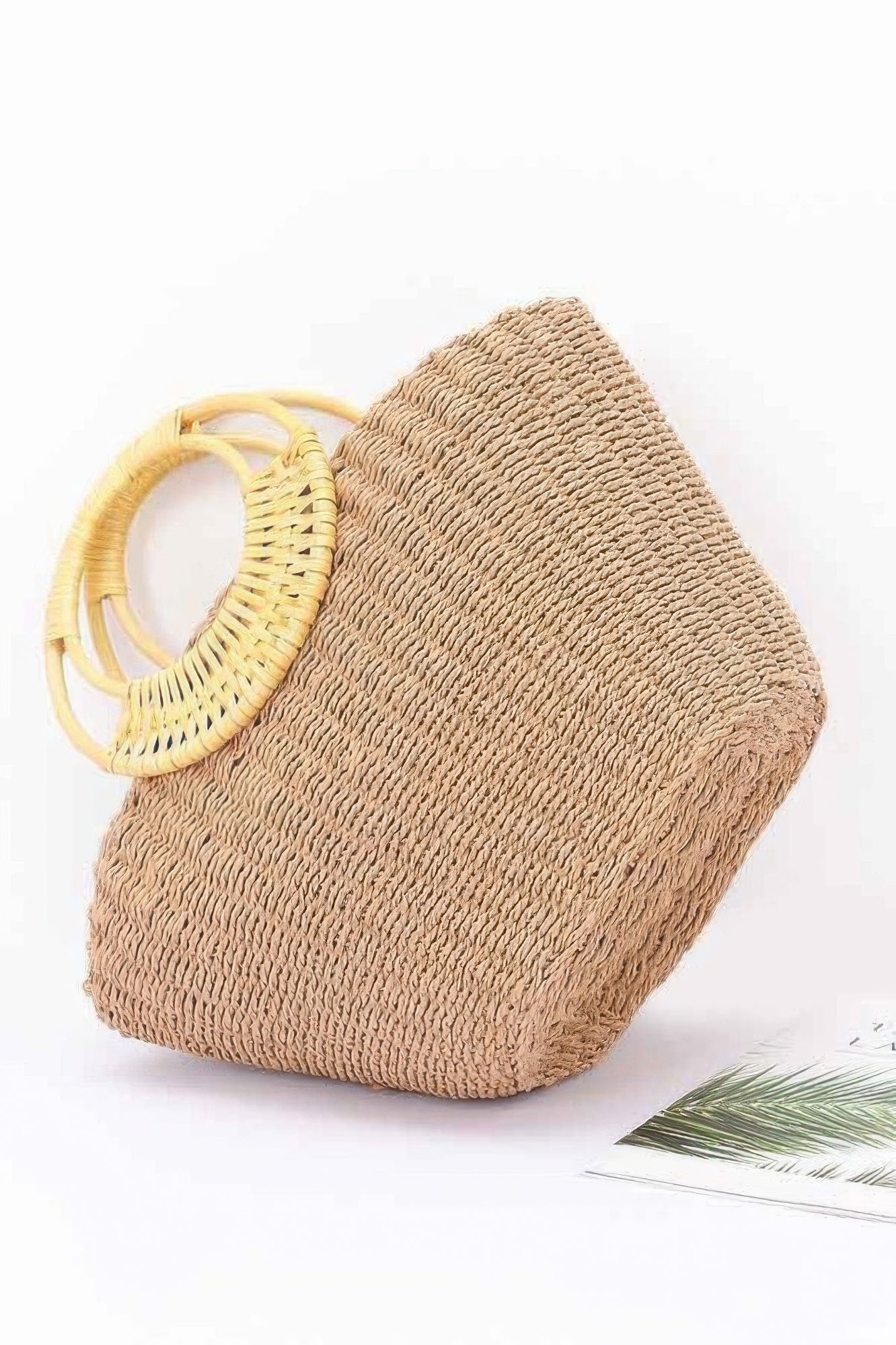 Faux Straw Bamboo Handle Tote Bag - Wear Arielle
