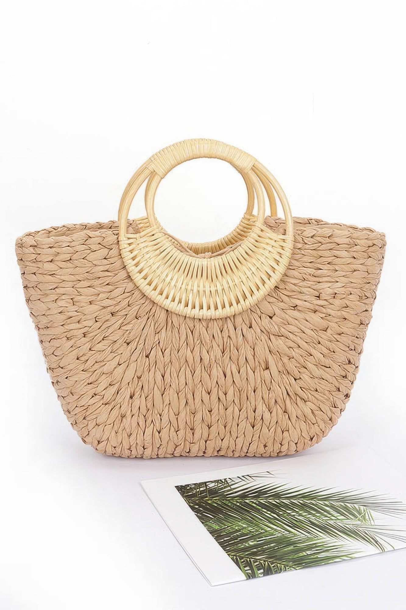 Faux Straw Bamboo Handle Tote Bag - Wear Arielle