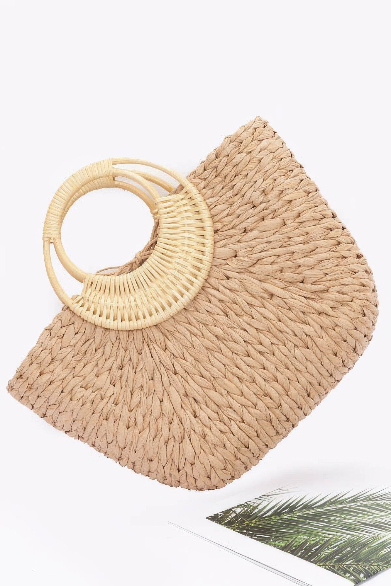 Faux Straw Bamboo Handle Tote Bag - Wear Arielle