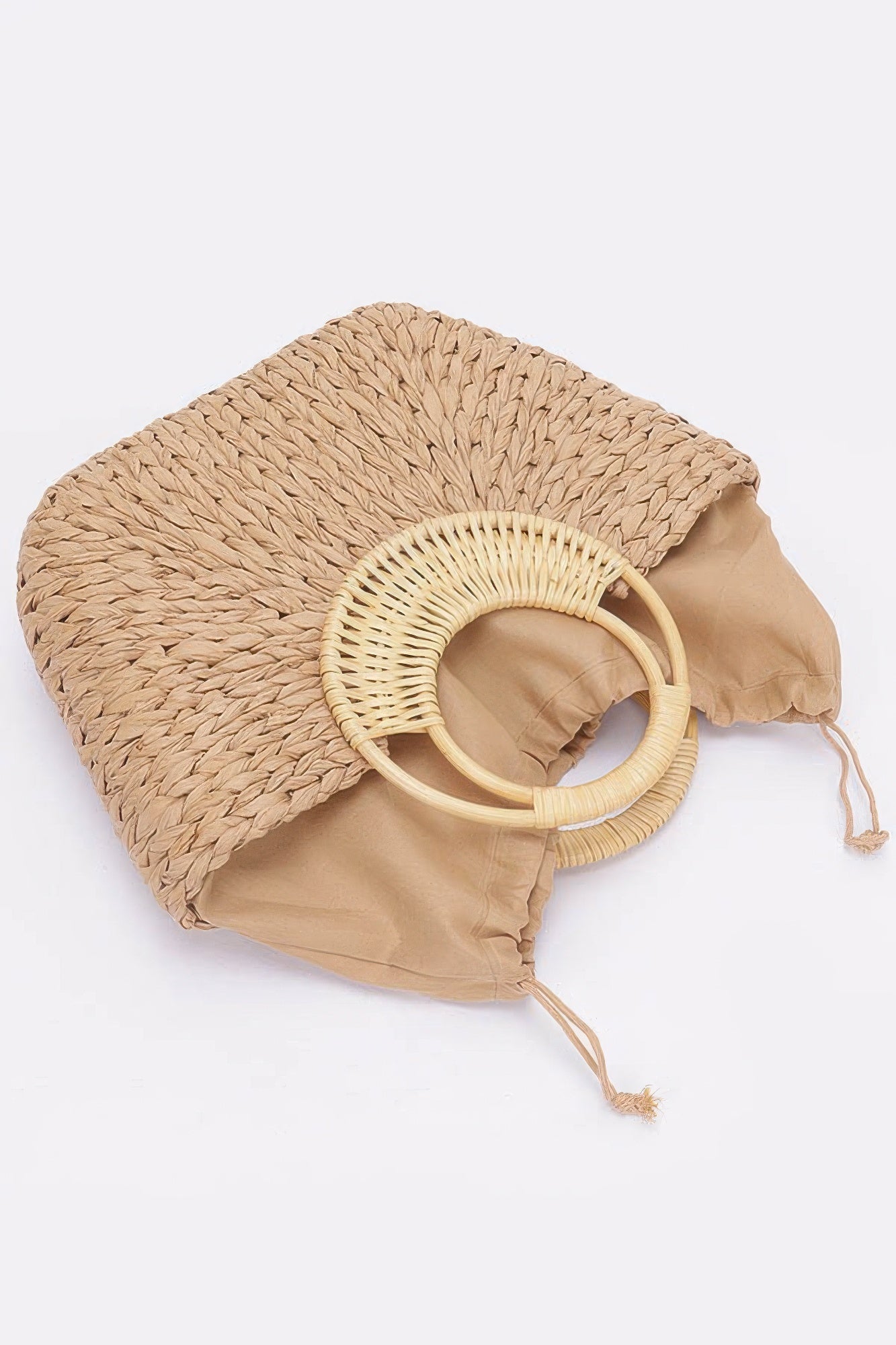 Faux Straw Bamboo Handle Tote Bag - Wear Arielle