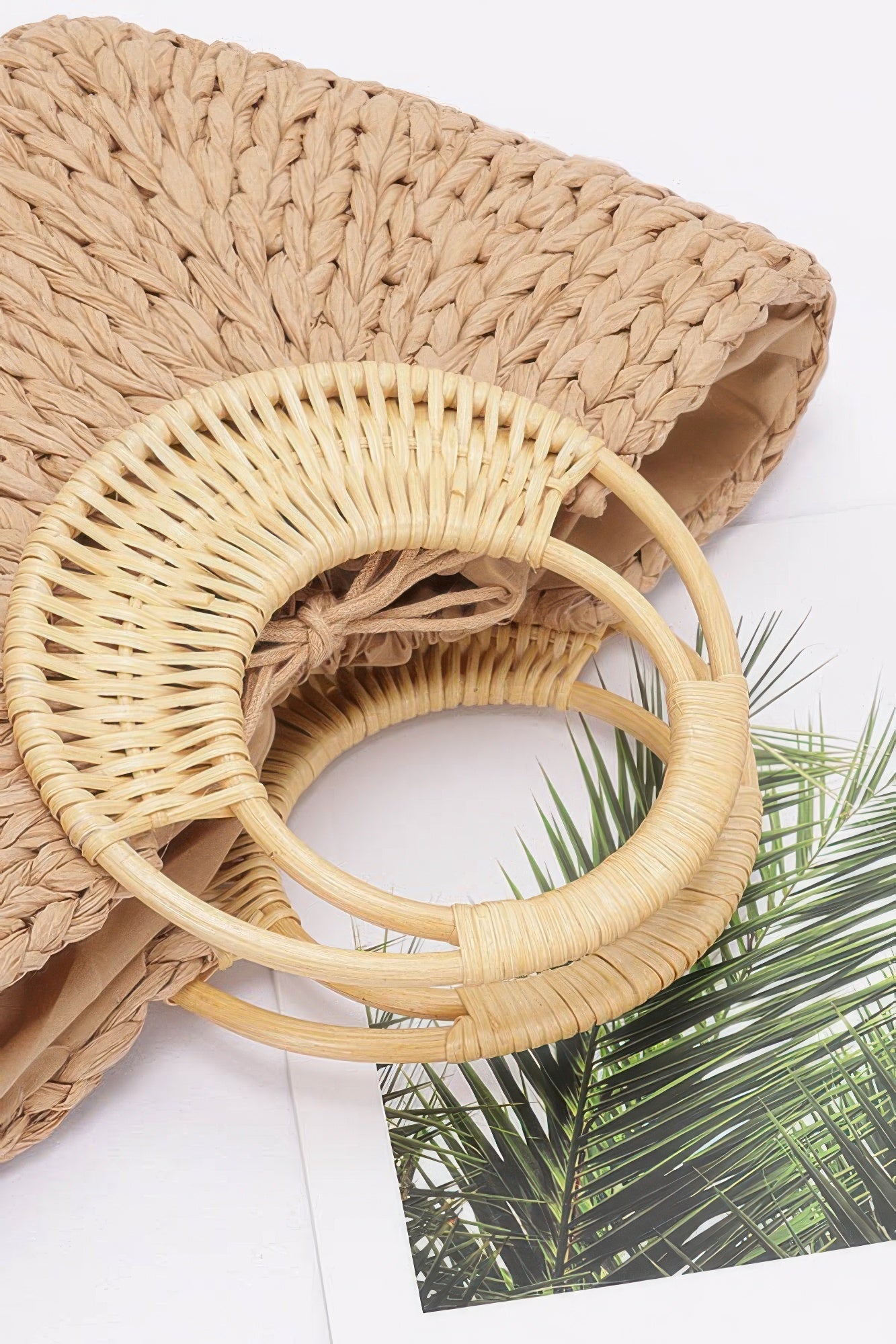 Faux Straw Bamboo Handle Tote Bag - Wear Arielle