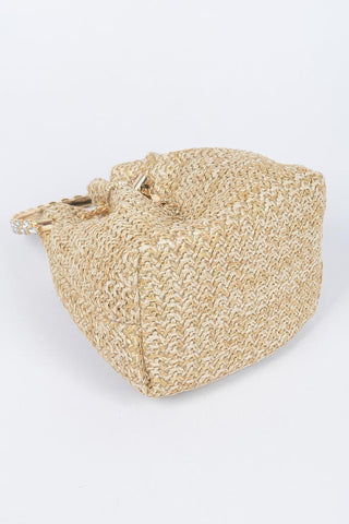 Faux Straw Bucket Bag W/stone Handle - Wear Arielle