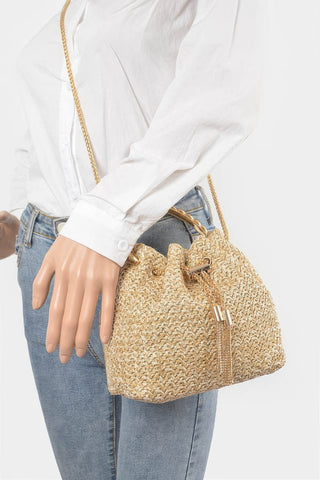 Faux Straw Bucket Bag W/stone Handle - Wear Arielle