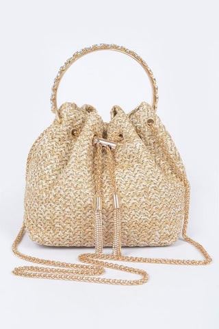 Faux Straw Bucket Bag W/stone Handle - Wear Arielle