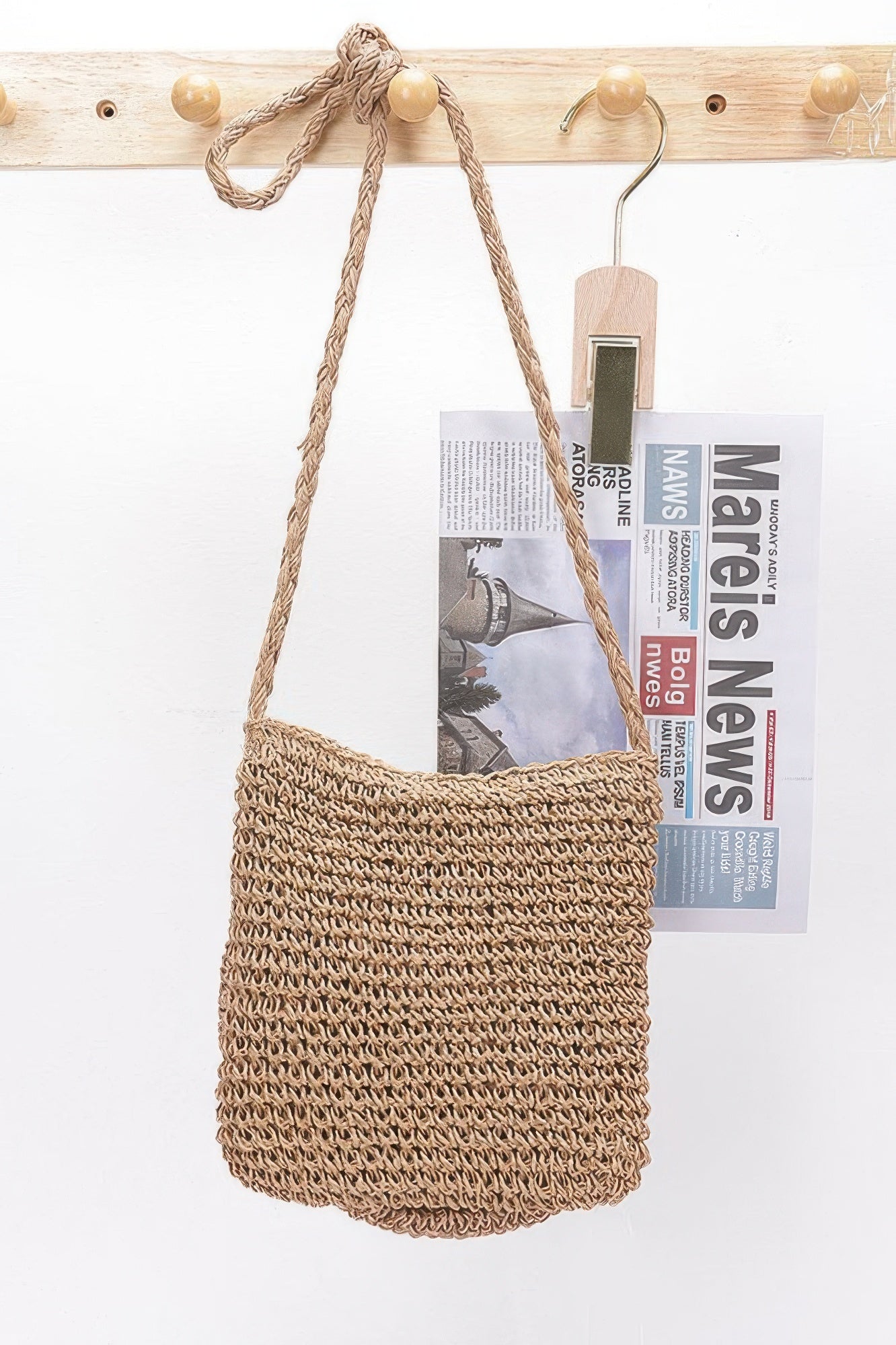 Faux Straw Handmade Big Flower Crossbody Bag - Wear Arielle