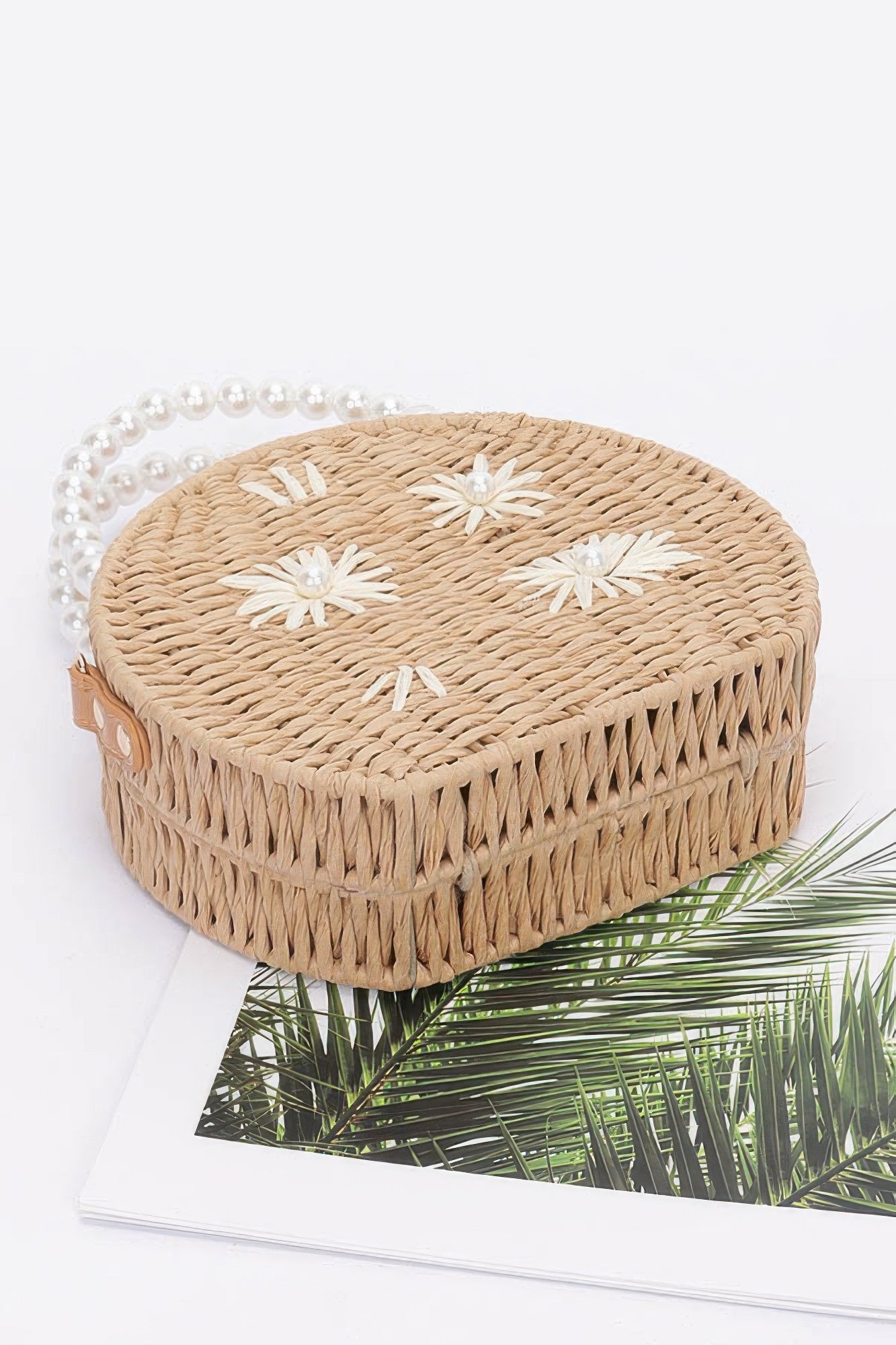 Faux Straw Handmade Clutch W/pearl Handle - Wear Arielle