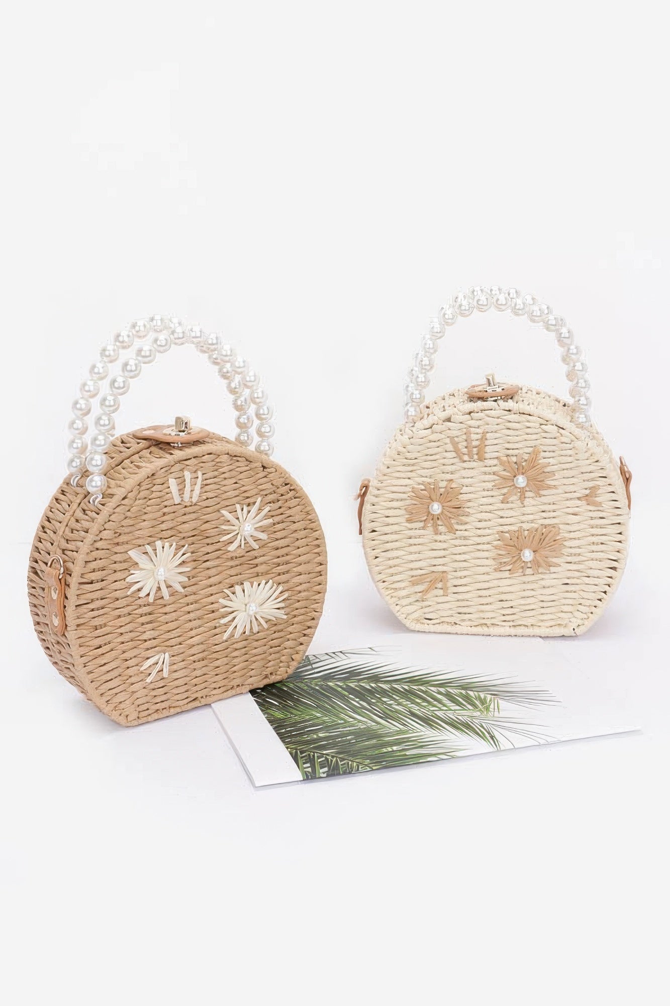 Faux Straw Handmade Clutch W/pearl Handle - Wear Arielle