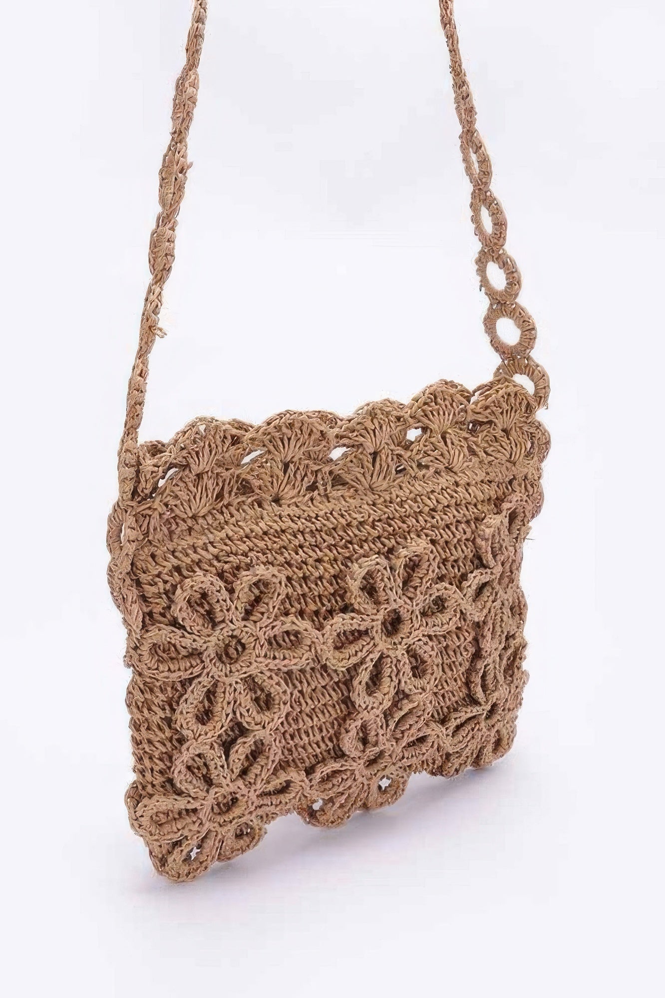 Faux Straw Handmade Flower Crossbody Bag - Wear Arielle
