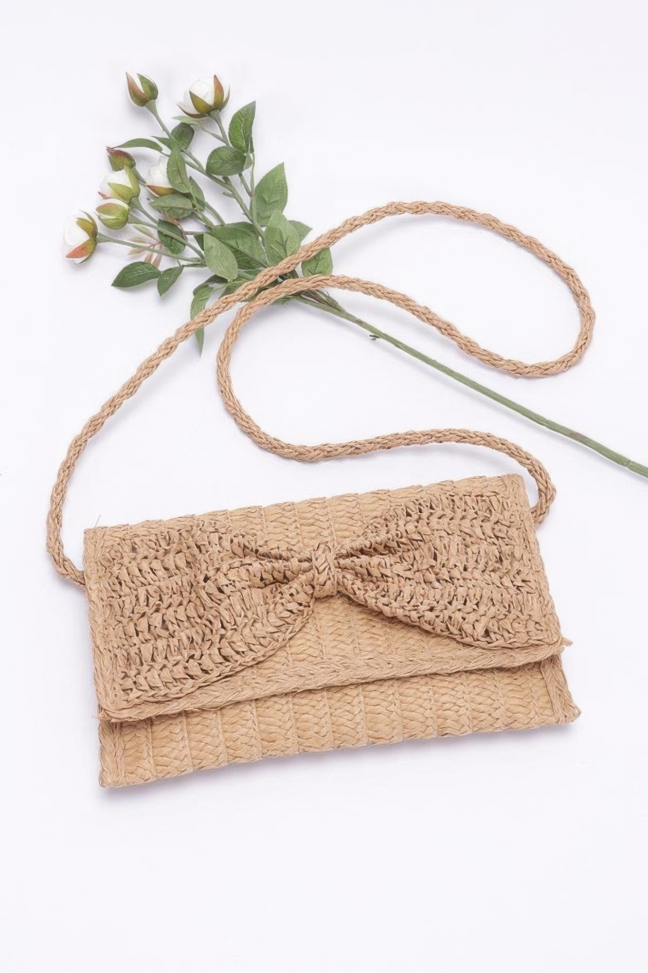 Faux Straw Handmade Ribbon Flap Clutch - Wear Arielle