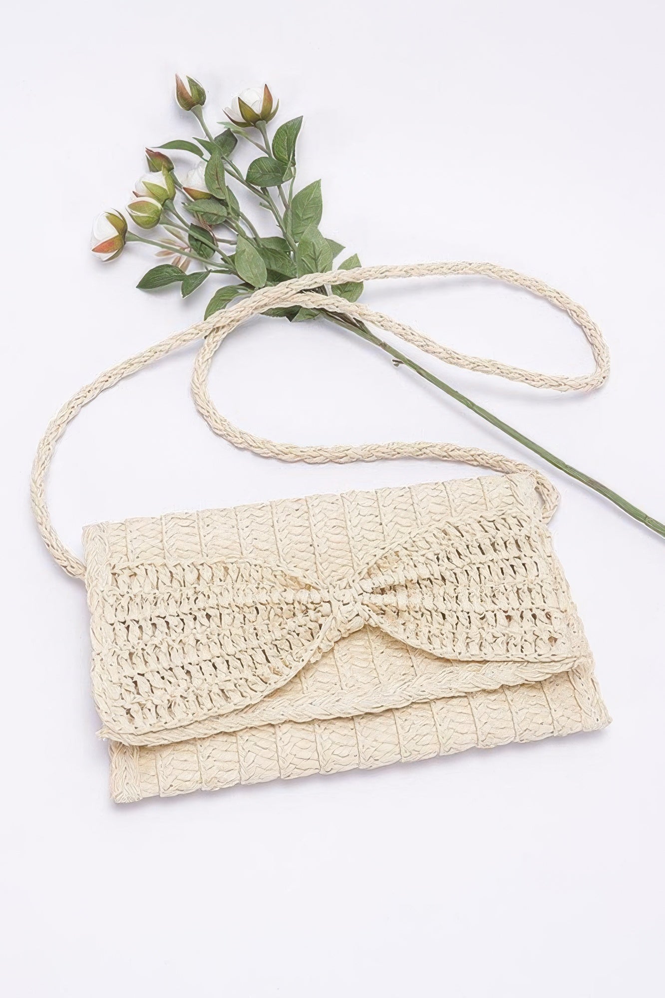 Faux Straw Handmade Ribbon Flap Clutch - Wear Arielle