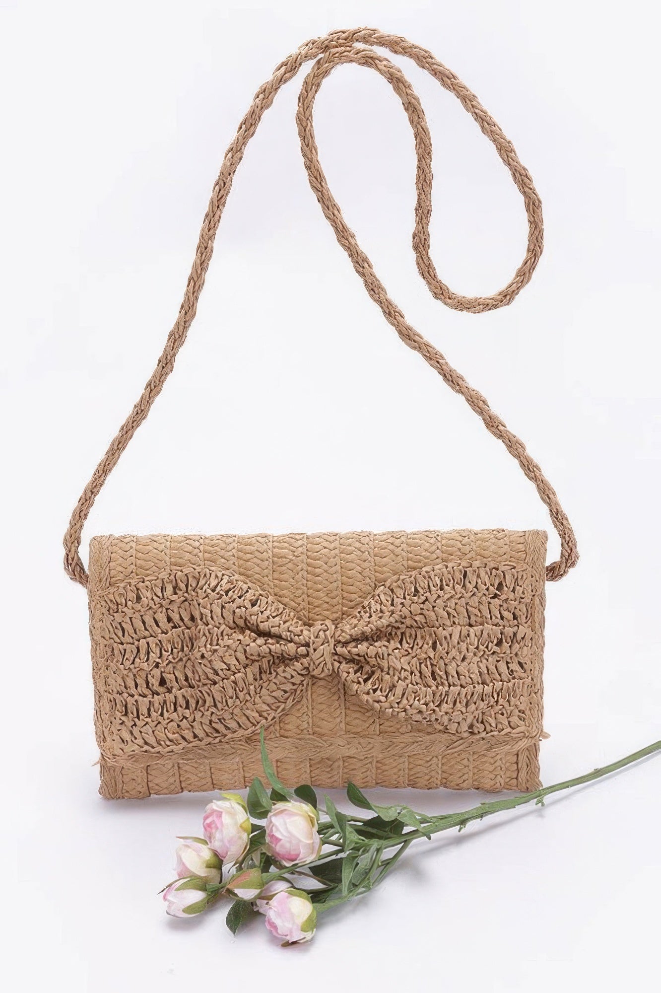 Faux Straw Handmade Ribbon Flap Clutch - Wear Arielle