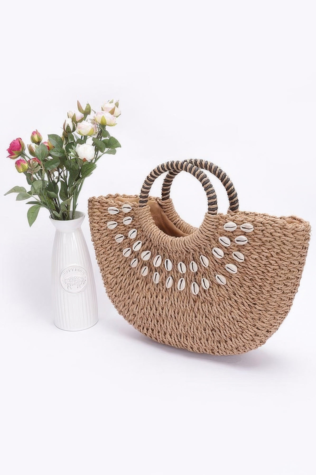 Faux Straw Handmade Shell Embellished Bag - Wear Arielle