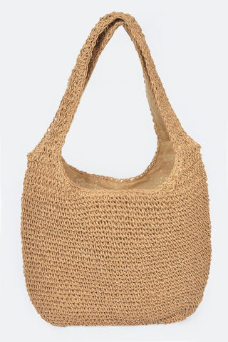 Faux Straw Hobo Bag - Wear Arielle