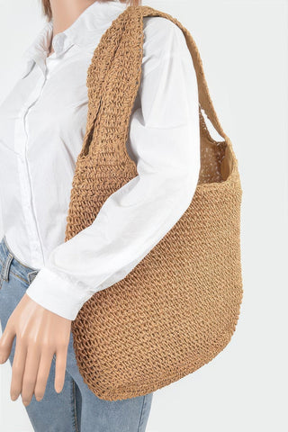 Faux Straw Hobo Bag - Wear Arielle