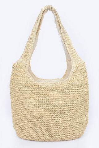 Faux Straw Hobo Bag - Wear Arielle