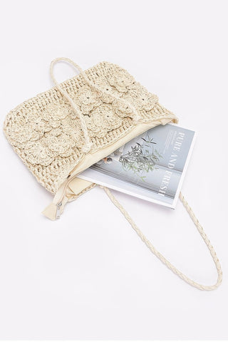Faux Straw Multi Flower Tote Bag - Wear Arielle