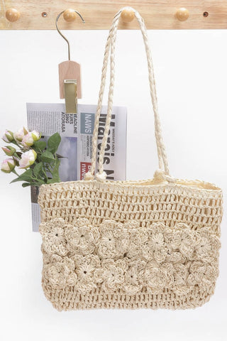 Faux Straw Multi Flower Tote Bag - Wear Arielle