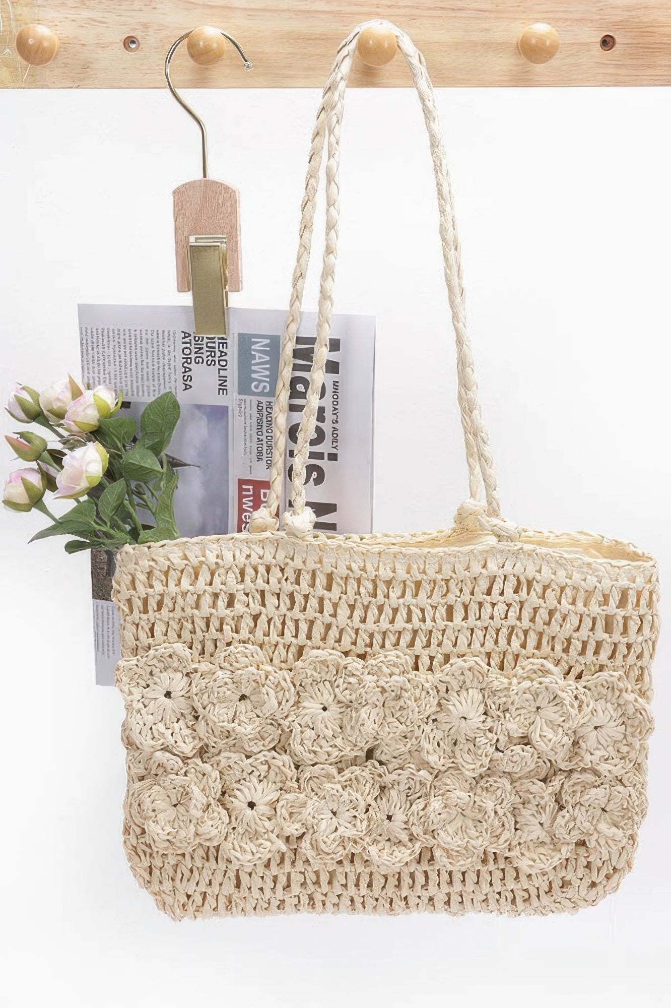 Faux Straw Multi Flower Tote Bag - Wear Arielle