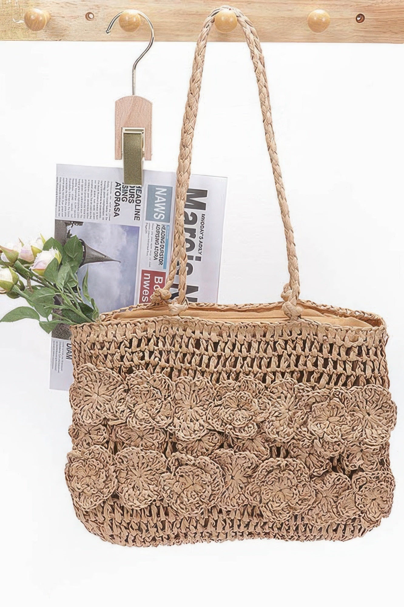 Faux Straw Multi Flower Tote Bag - Wear Arielle