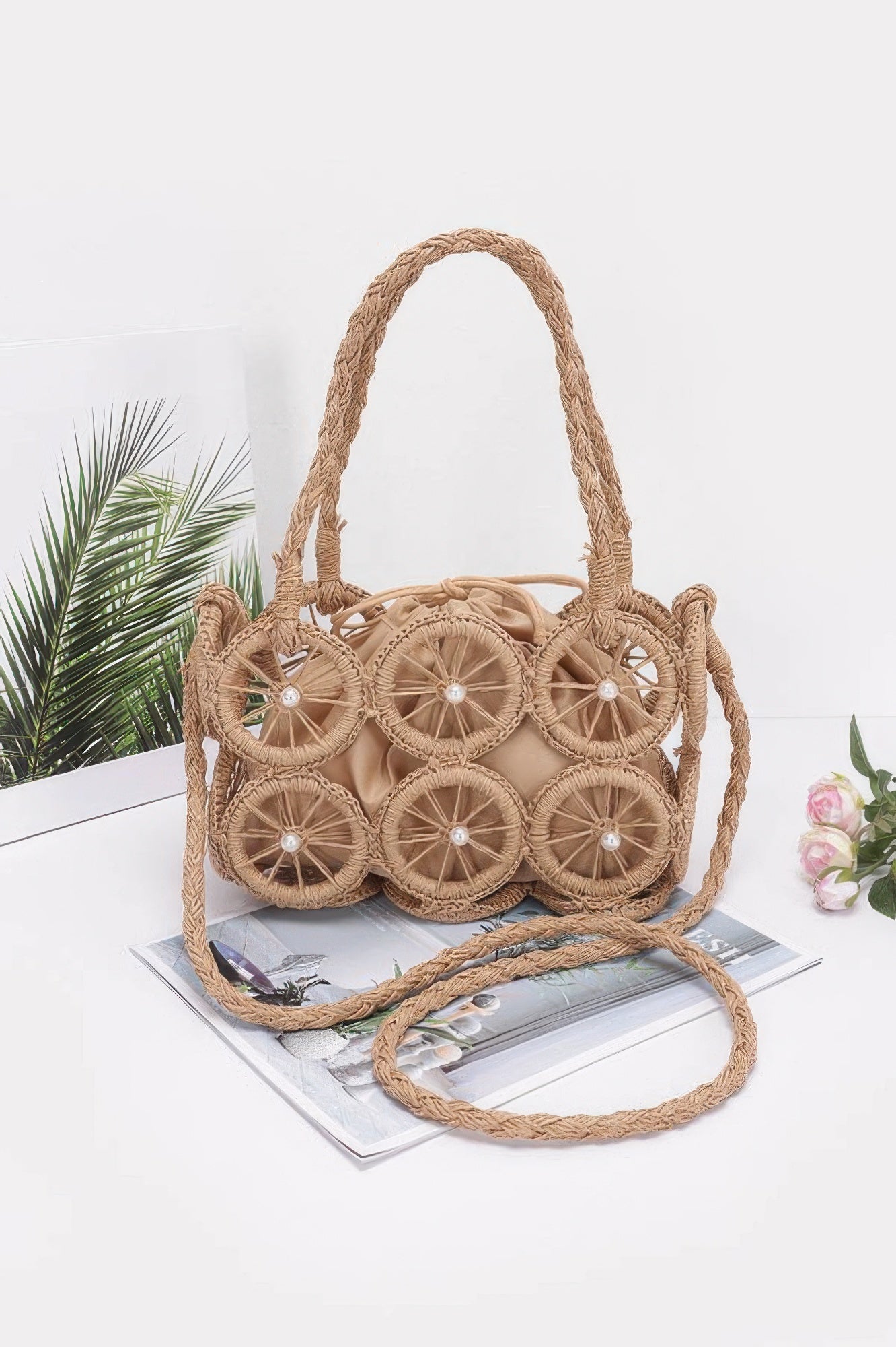 Faux Straw Multi Round Handmade Crossbody Bag - Wear Arielle