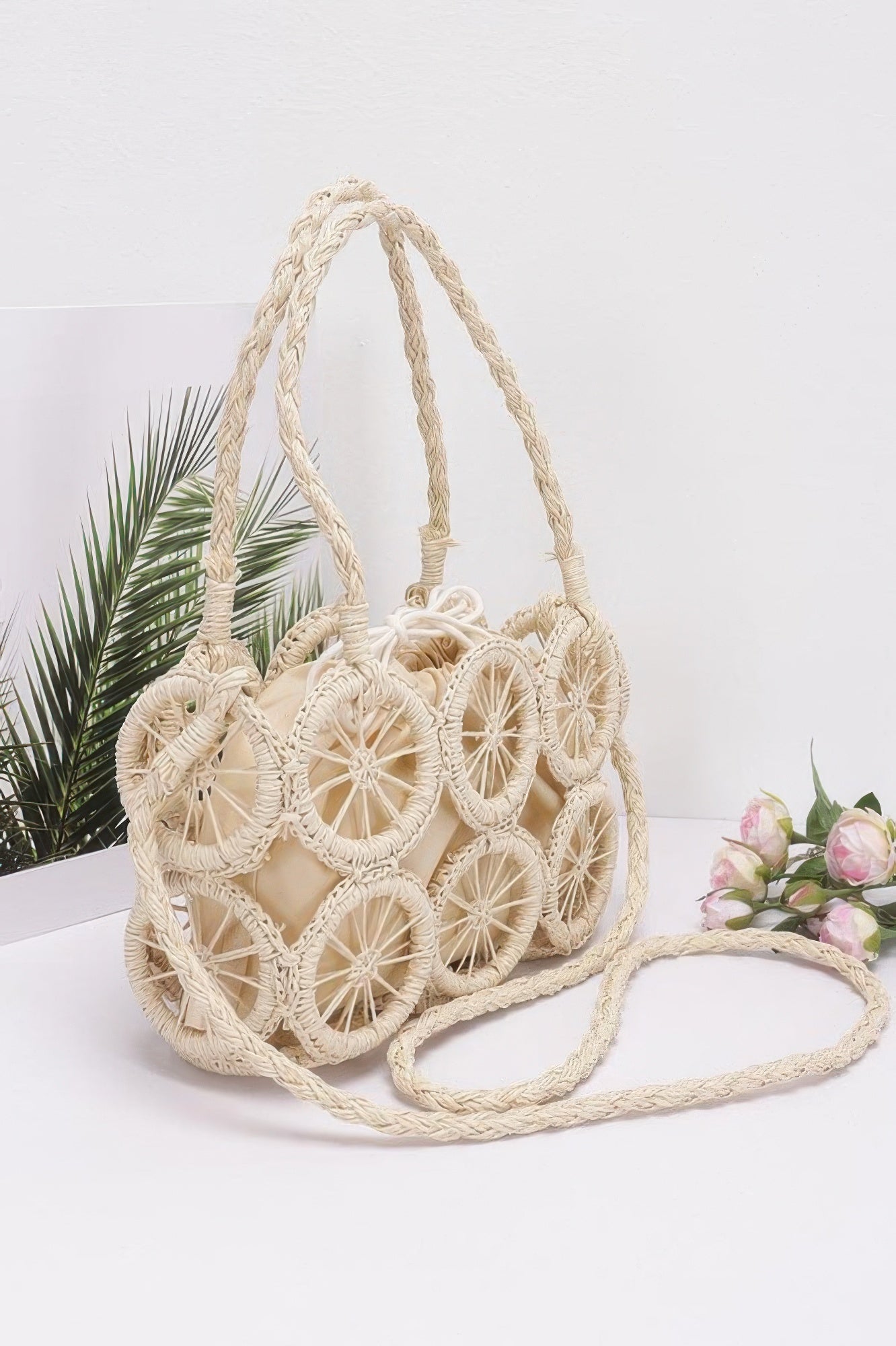 Faux Straw Multi Round Handmade Crossbody Bag - Wear Arielle