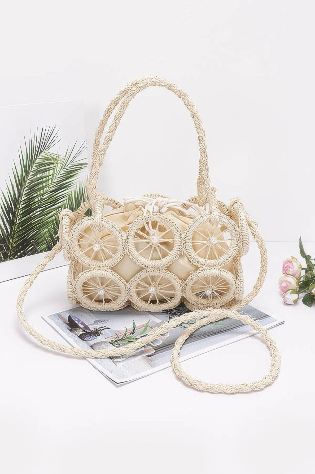 Faux Straw Multi Round Handmade Crossbody Bag - Wear Arielle