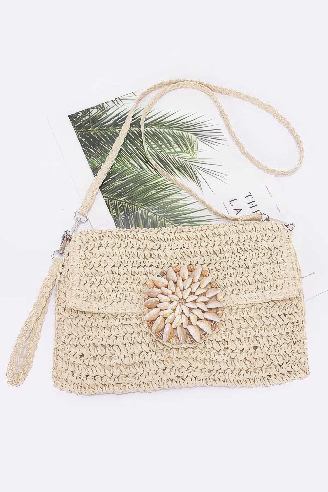 Faux Straw Multi Shell Front Flap Clutch - Wear Arielle