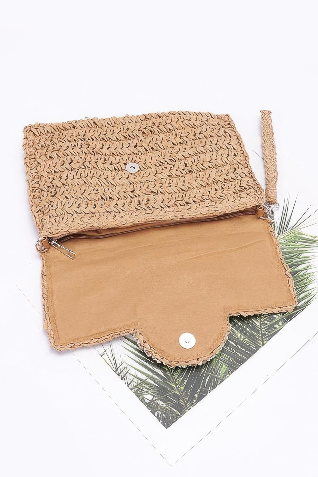 Faux Straw Multi Shell Front Flap Clutch - Wear Arielle