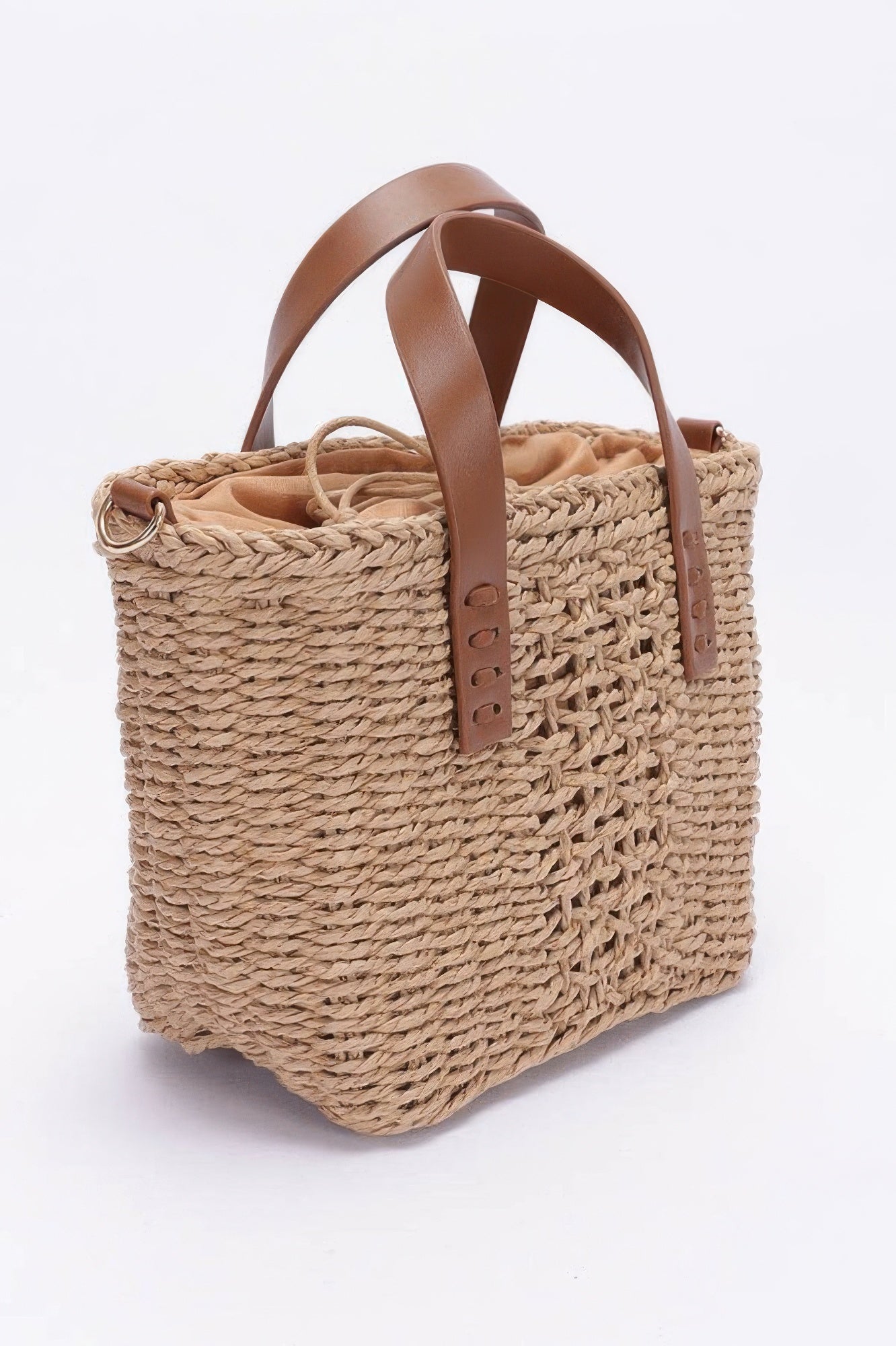 Faux Straw Top Handle Small Tote Bag - Wear Arielle