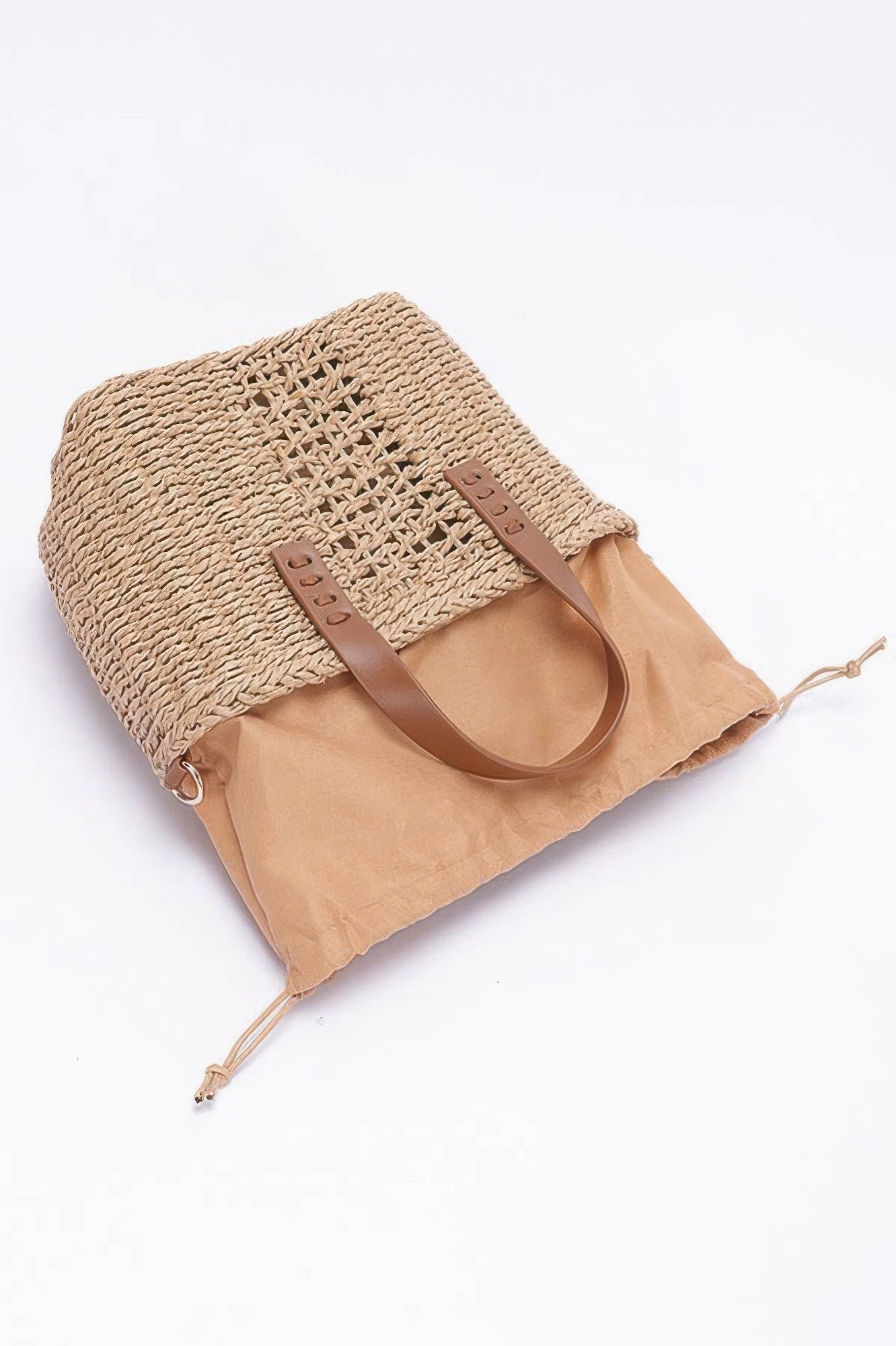 Faux Straw Top Handle Small Tote Bag - Wear Arielle