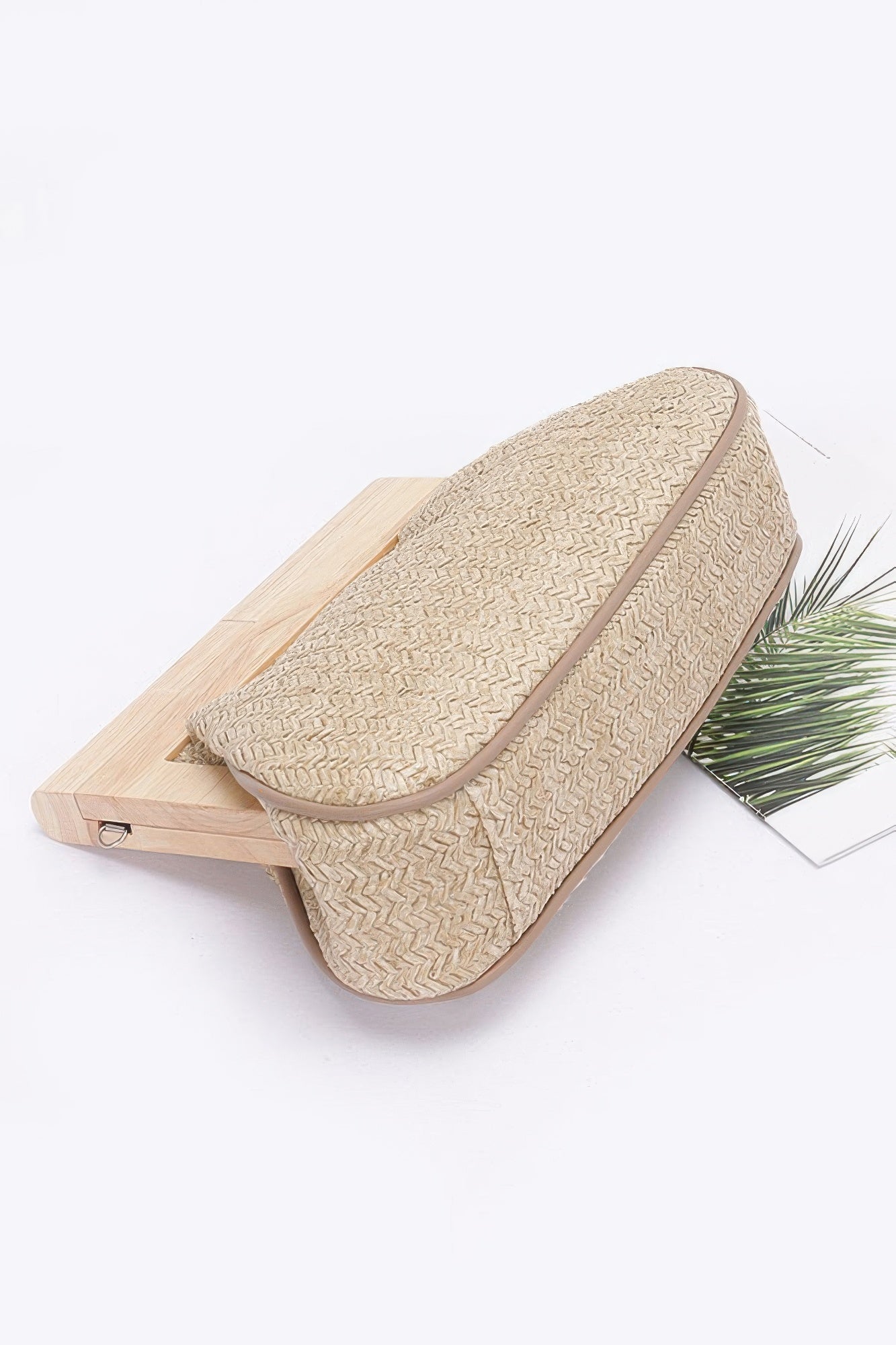 Faux Straw Wood Frame Clutch - Wear Arielle