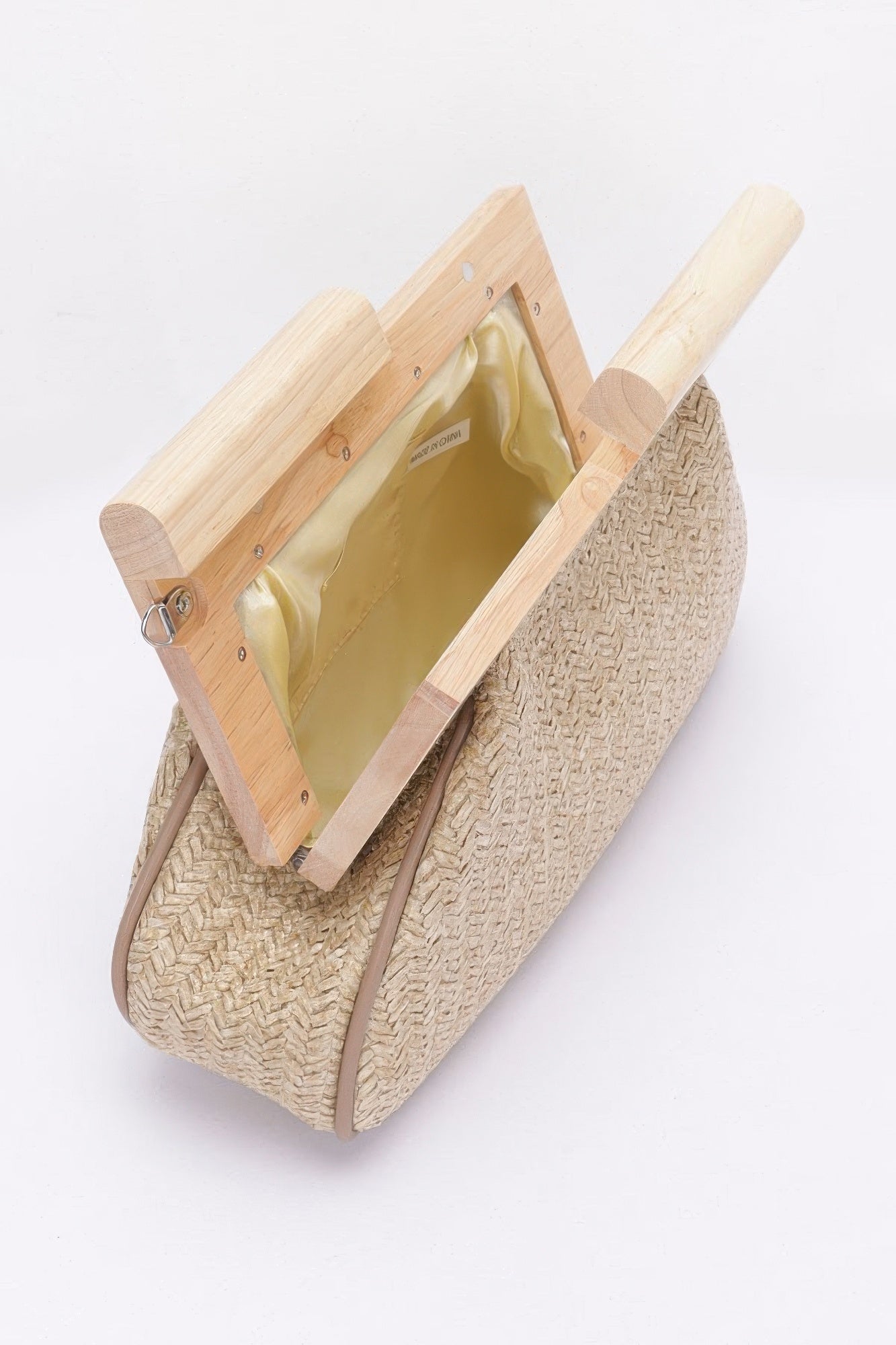 Faux Straw Wood Frame Clutch - Wear Arielle