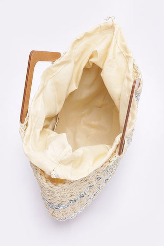 Fauxstraw Handmade Metallic Stripe Woodenhandlebag - Wear Arielle