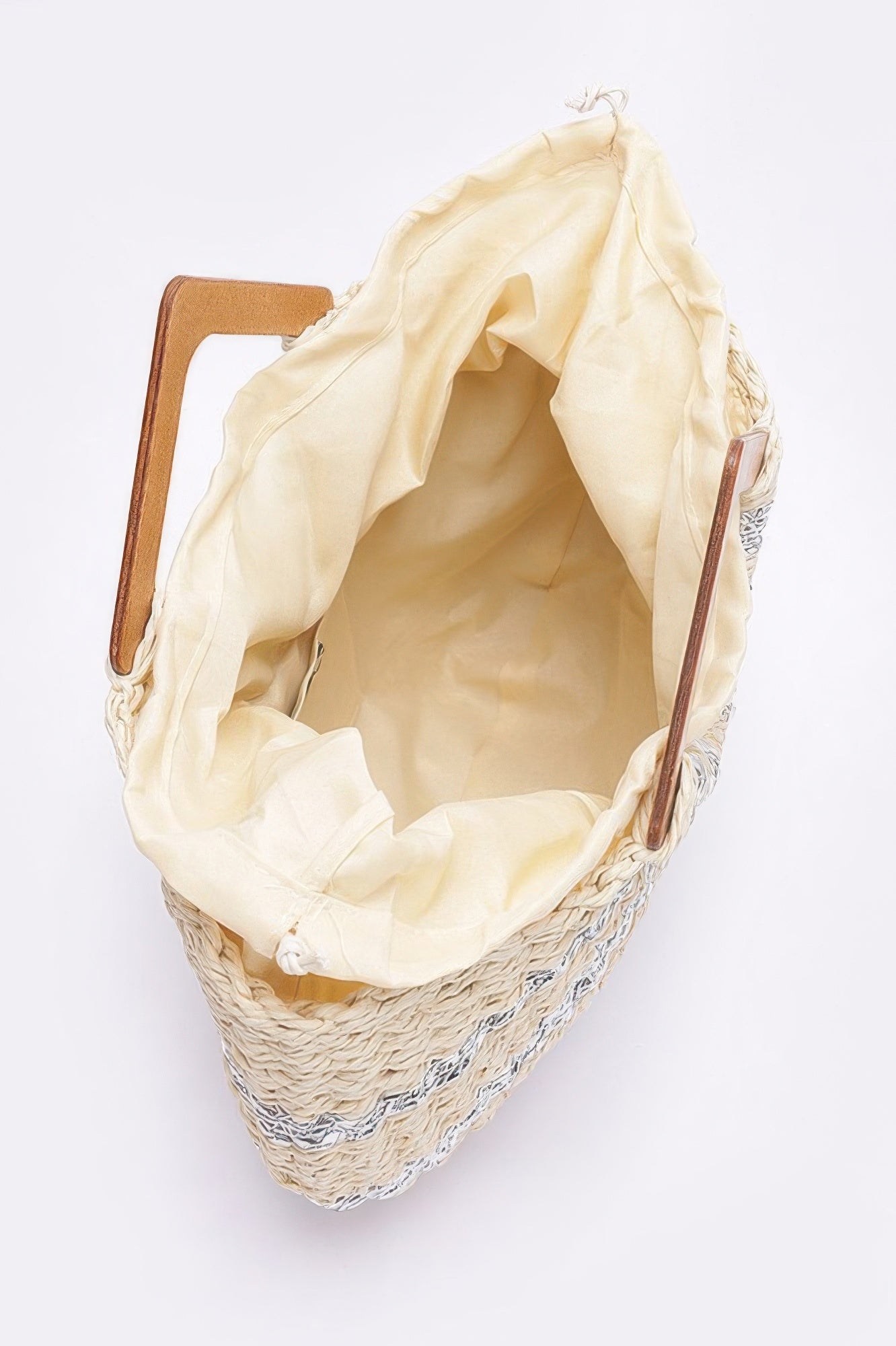 Fauxstraw Handmade Metallic Stripe Woodenhandlebag - Wear Arielle