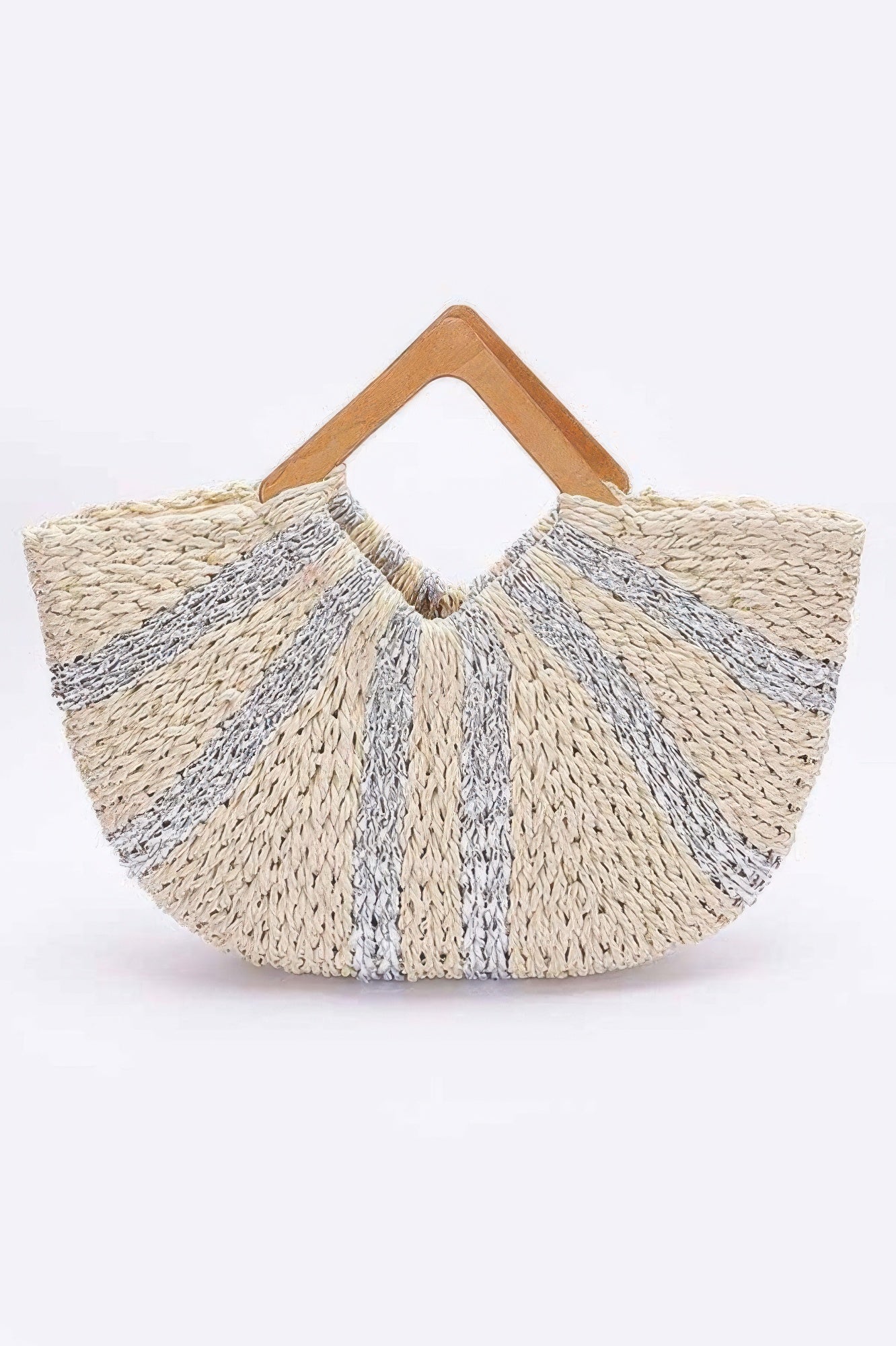 Fauxstraw Handmade Metallic Stripe Woodenhandlebag - Wear Arielle