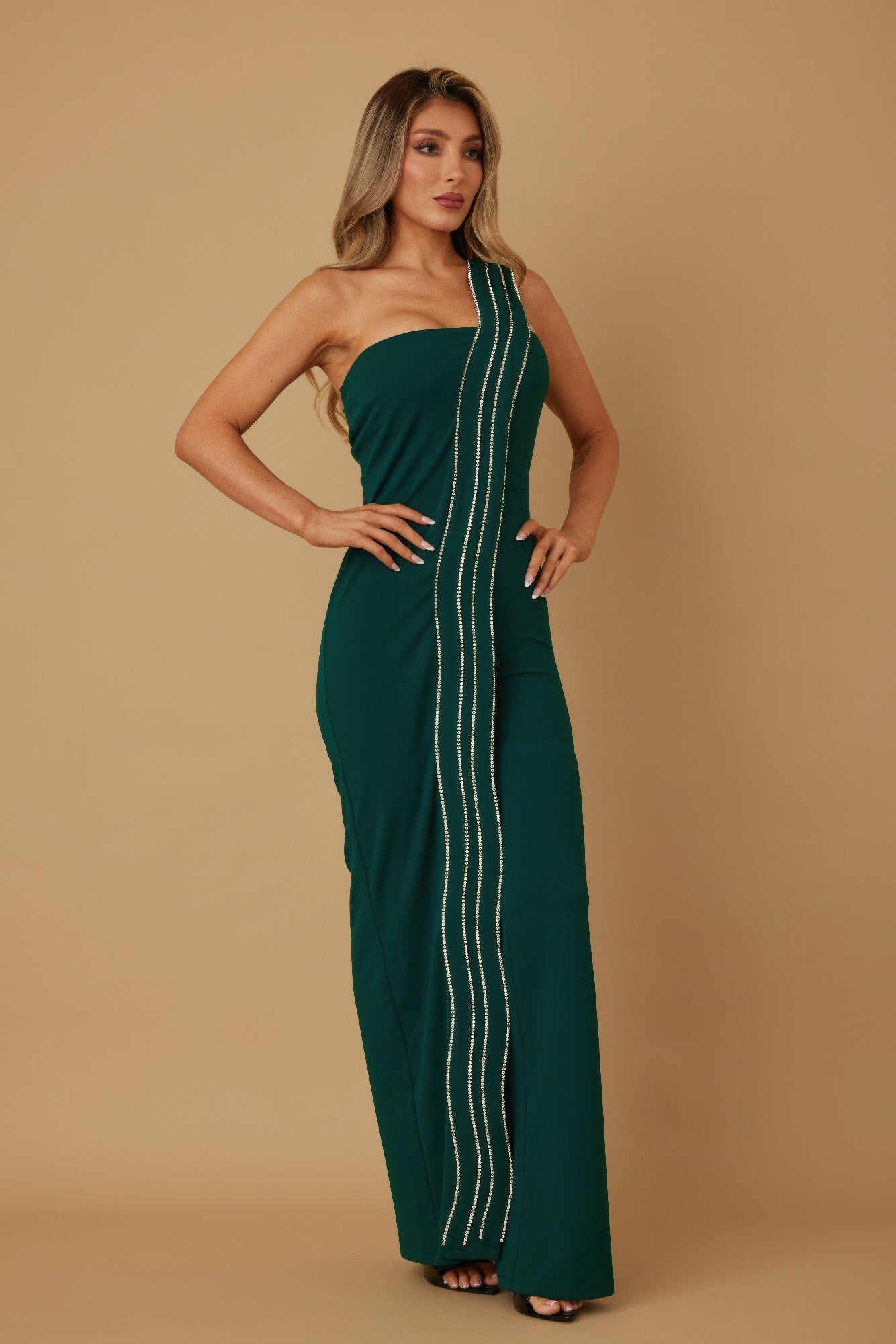 Flap Rhinestone Edge Jumpsuit - Wear Arielle