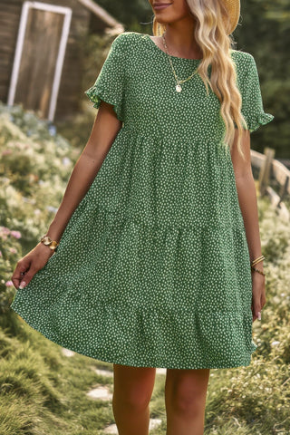 Floral Polka Dots Boat Neck Loose A Line Midi Dres - Wear Arielle