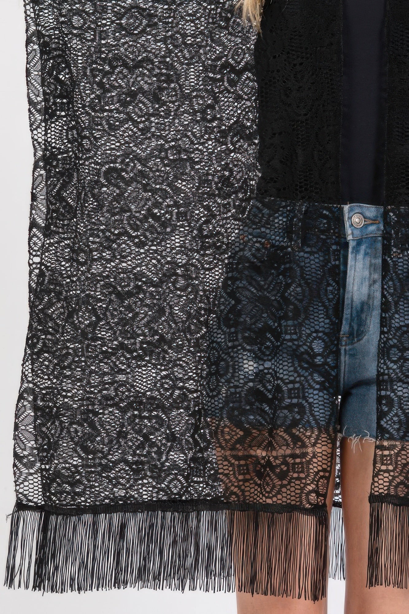Flower Pattern Crochet Lace Tassel Cover Up - Wear Arielle