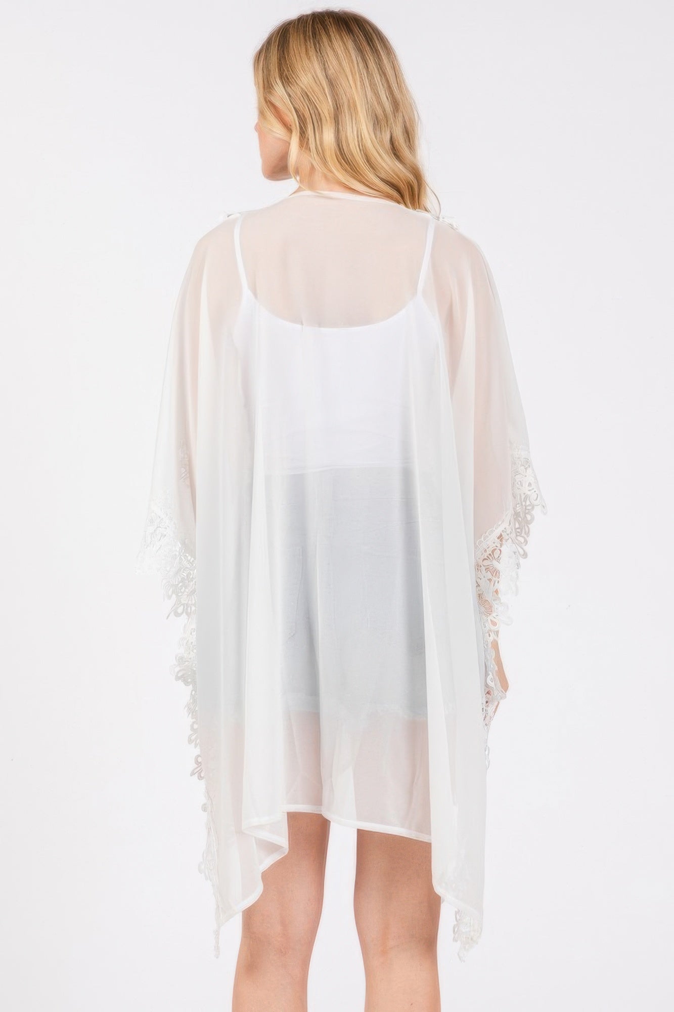 Flower Pattern Trim Detail Poncho - Wear Arielle