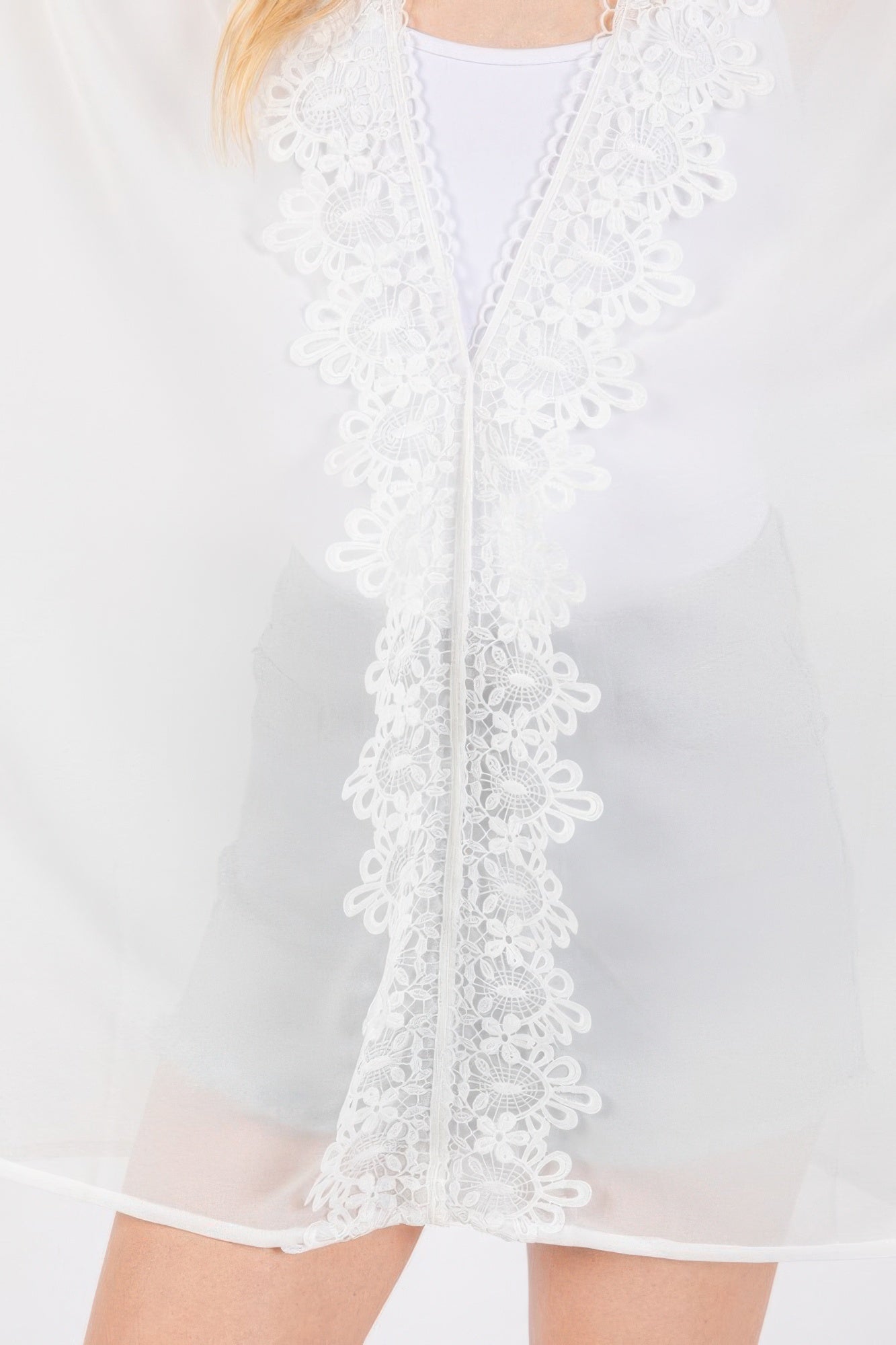 Flower Pattern Trim Detail Poncho - Wear Arielle