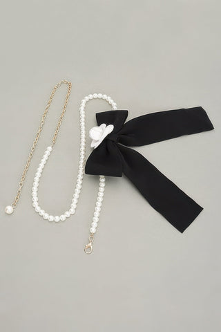 Flower Ribbon Faux Pearl Belt - Wear Arielle