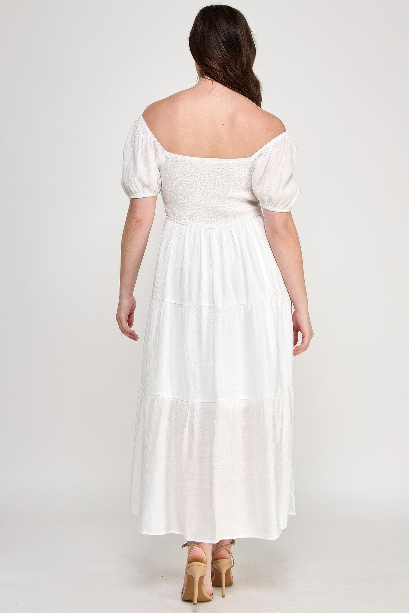 Front Tie Puff Sleeve Tired Maxi Dress - Wear Arielle