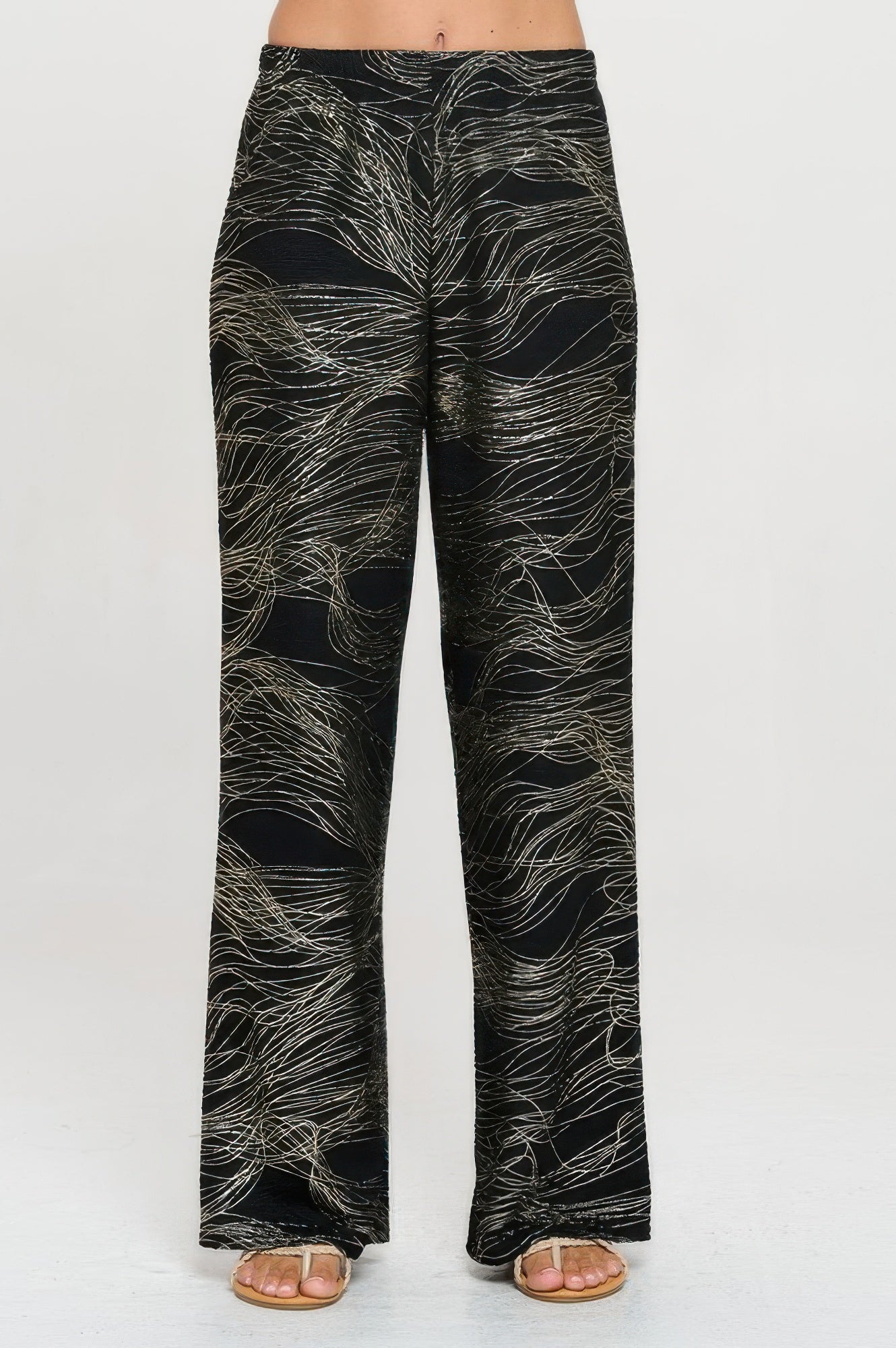 Fukuro Jacquard Wide Leg Pants W/foil - Wear Arielle